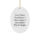 Nurse Practitioner Christmas Unique Gifts from Friends, Funny Oval Ornament, Gift for Men Women Family - Image 1