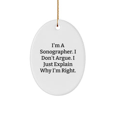 Funny Sonographer Gifts from Friends for Men Women Coworkers Family - Oval Ornament Christmas Unique Presents - Image 1