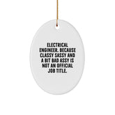 Funny Electrical Engineer Oval Ornament, Gifts from Friends for Christmas Unique - Image 1