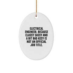 Funny Electrical Engineer Oval Ornament, Gifts from Friends for Christmas Unique - Image 1