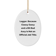 Funny Logger Gifts from Friends, Oval Ornament for Men Logger, Unique Christmas Unique Gifts Ideas - Image 1