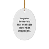 Christmas Unique Gifts from Men to Sonographers - Oval Ornament with Funny Quote - Image 1