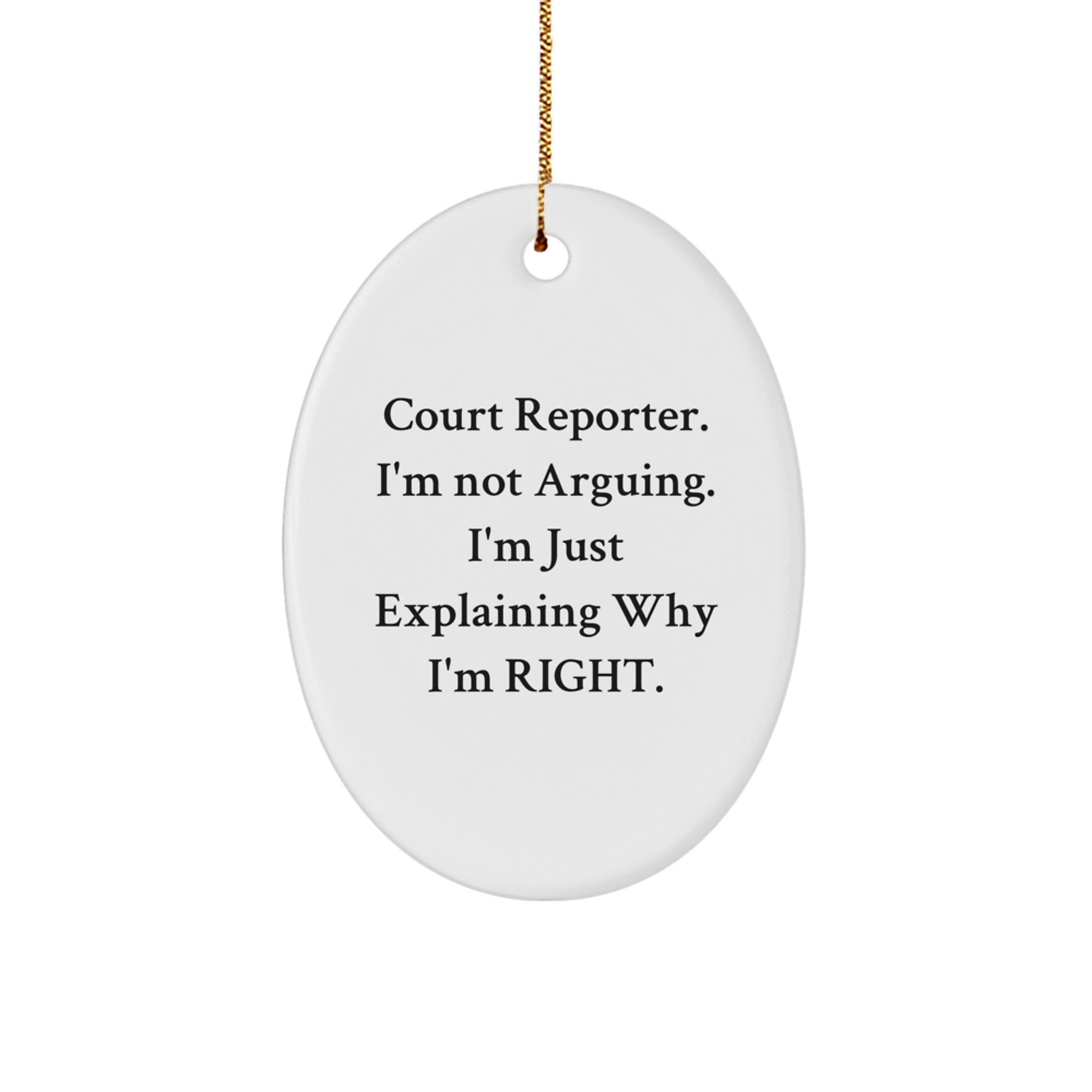 Funny Court Reporter Gifts from Coworkers - Court Reporter Oval Ornament for Christmas Unique Gifts for Men - Image 1