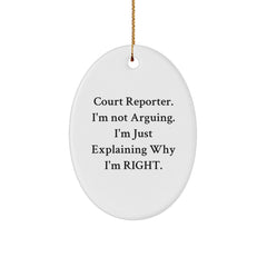 Funny Court Reporter Gifts from Coworkers - Court Reporter Oval Ornament for Christmas Unique Gifts for Men - Image 1