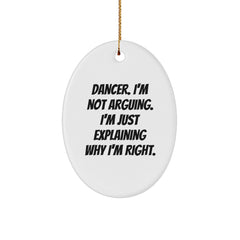 Funny Dancer Gifts from Friends, Christmas Unique Gifts for Dancers, Oval Ornament - Image 1