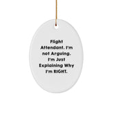 Funny Flight Attendant Gifts from Friends and Family - Oval Ornament for Christmas Unique Gifts for Men Women Coworkers - Image 1