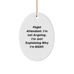 Funny Flight Attendant Gifts from Friends and Family - Oval Ornament for Christmas Unique Gifts for Men Women Coworkers - Image 1