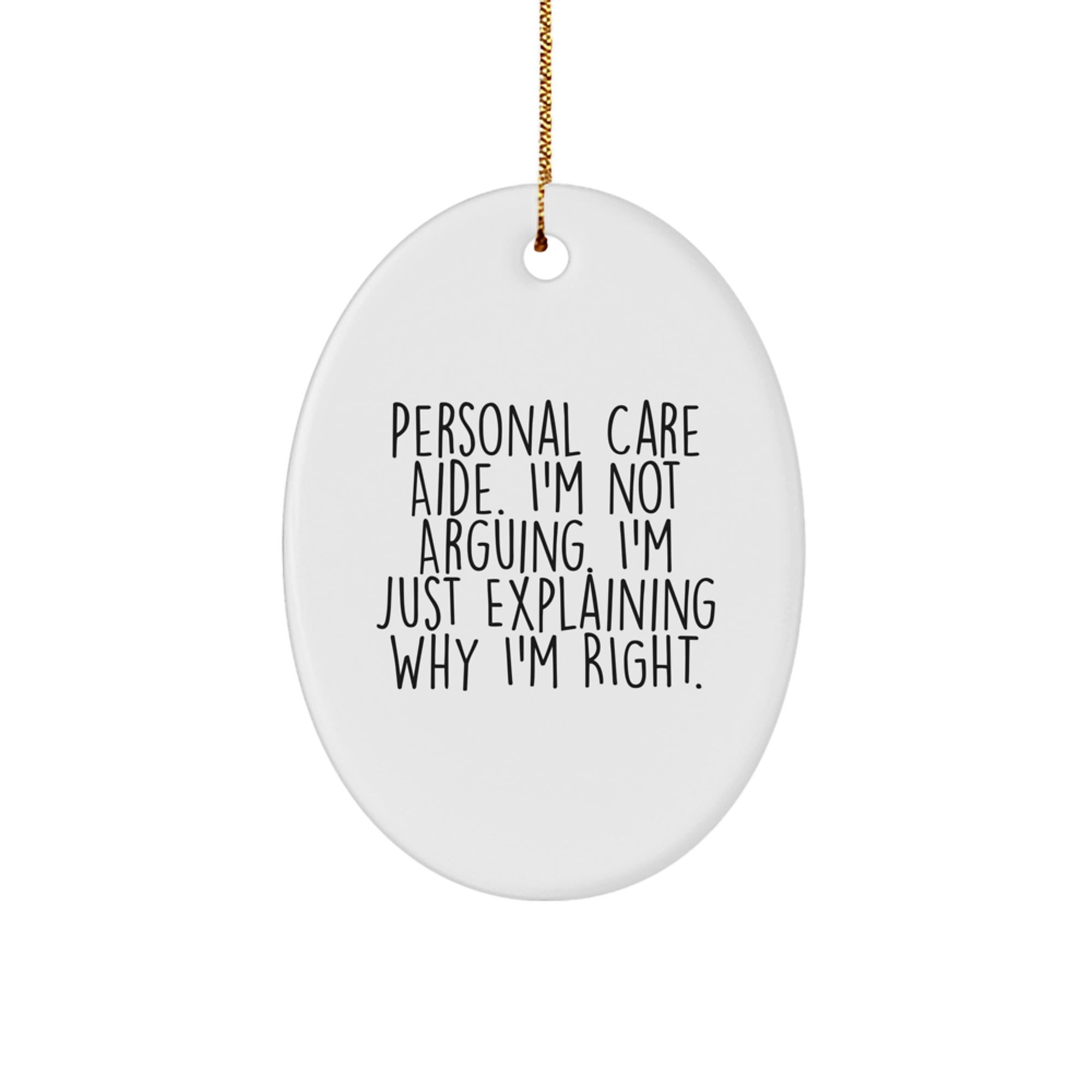 Funny Personal Care Aide Gifts for Christmas, Personal Care Aide Oval Ornament, Gifts from Friends to Family with Quirky Quote - Image 1