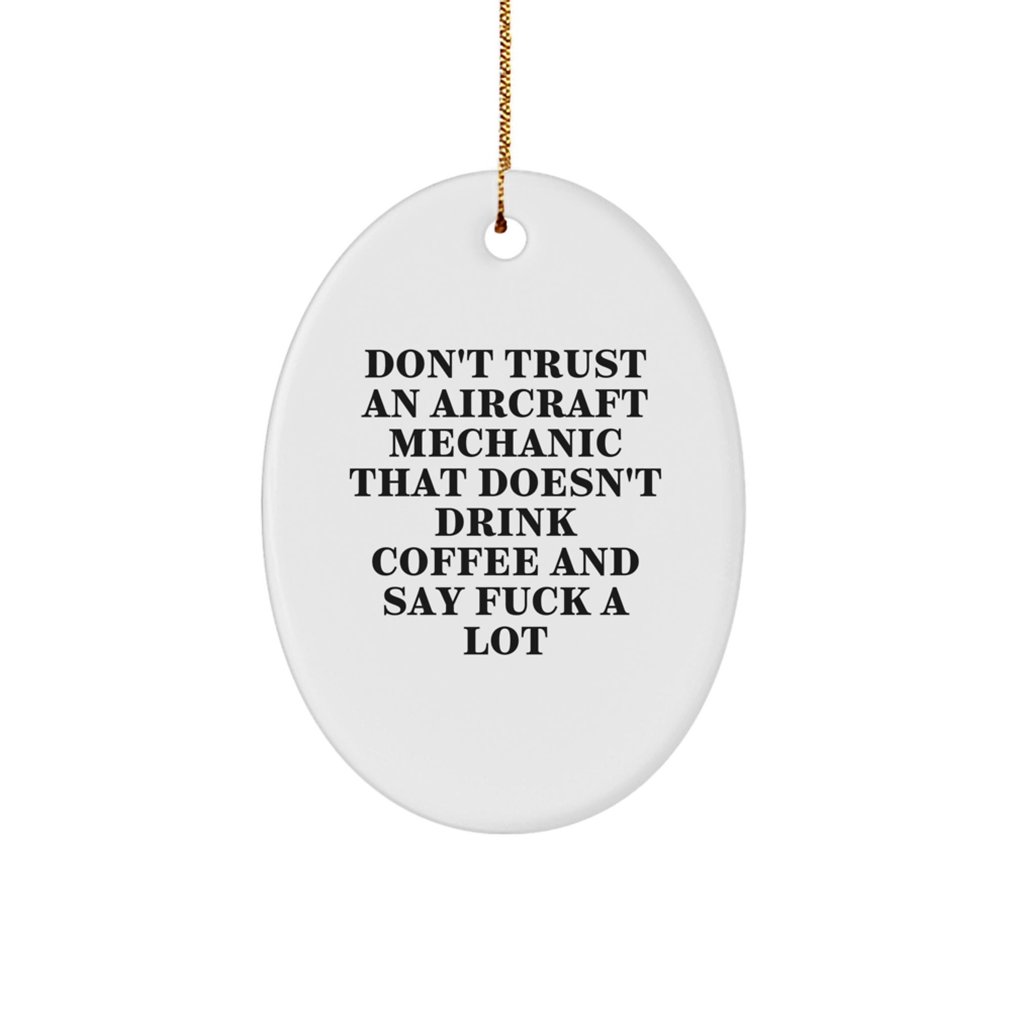 Funny Aircraft Mechanic Gifts for Christmas - Oval Ornament with 'Don't Trust...' Quote, Gifts from Friends or Family - Image 1