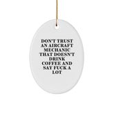 Funny Aircraft Mechanic Gifts for Christmas - Oval Ornament with 'Don't Trust...' Quote, Gifts from Friends or Family - Image 1