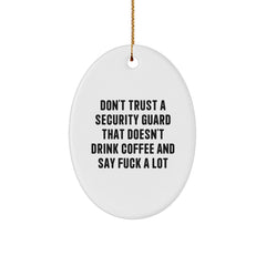 Funny Security Guard Christmas Unique Gifts Ideas Oval Ornament for Men Security Guard Family Friends Coworkers - Image 1