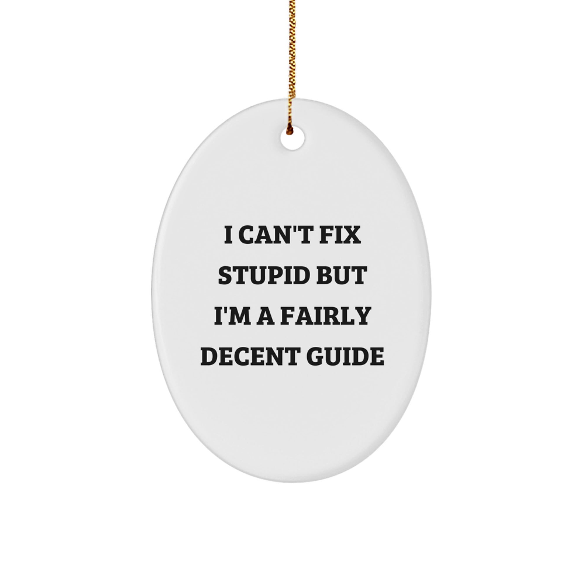 Funny Guide Gifts for Men - Oval Ornament, 'I'm A Fairly Decent Guide' Christmas Unique Gifts from Friends - Image 1