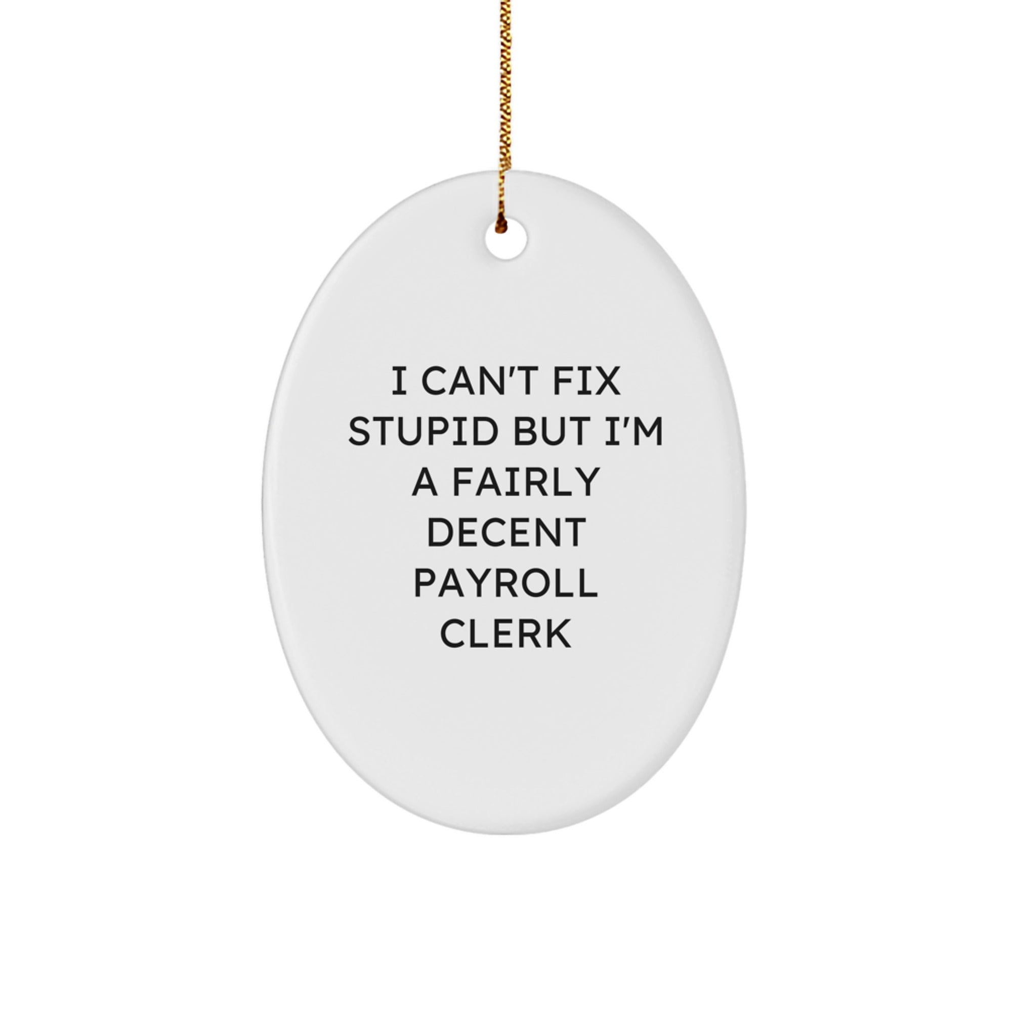 Funny Payroll Clerk Oval Ornament Gifts from Men for Payroll Clerk, I'm A Fairly Decent Payroll Clerk, Christmas Unique Gifts - Image 1