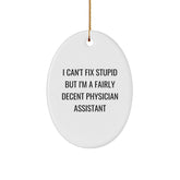 Funny Physician Assistant Gifts for Christmas - I'm a Decent PA Oval Ornament for Friends Family Coworkers - Image 1