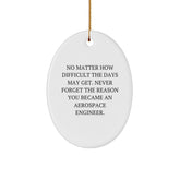 Aerospace Engineer Inspirational Oval Ornament Gifts from Family - 'Never Forget' Motivational Quote for Men and Women at Christmas - Image 1