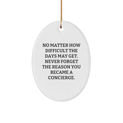 Concierge Gifts from Friends - Oval Ornament, Funny Quote - Never Forget The Reason You Became A Concierge, Christmas Unique Gifts for Men and Women - Image 1