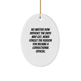 Inspiring Correctional Officer Gifts, Oval Ornament, Christmas Memorable Present from Friends, Gifts for Correctional Officer Men, No Matter How Difficult The Days May Get. - Image 1