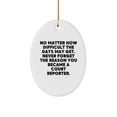 Funny Court Reporter Gifts from Friends - Oval Ornament, Inspirational Quote, Unique Christmas Unique Gifts for Court Reporter, Court Reporter Men, Women, Family, Friends - Image 1