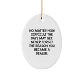 Dealer Gifts from Friends, Funny Oval Ornament for Men, Christmas Unique Gifts, Gifts for Dealer, Never Forget the Reason You Became a Dealer. - Image 1