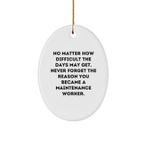 Maintenance Worker Gifts from Friends - Oval Ornament Inspirational Quote for Christmas - Image 1
