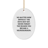 Funny Neurosurgeon Gifts from Friends, Oval Ornament with Quote, Christmas Unique Gifts for Neurosurgeon - Image 1