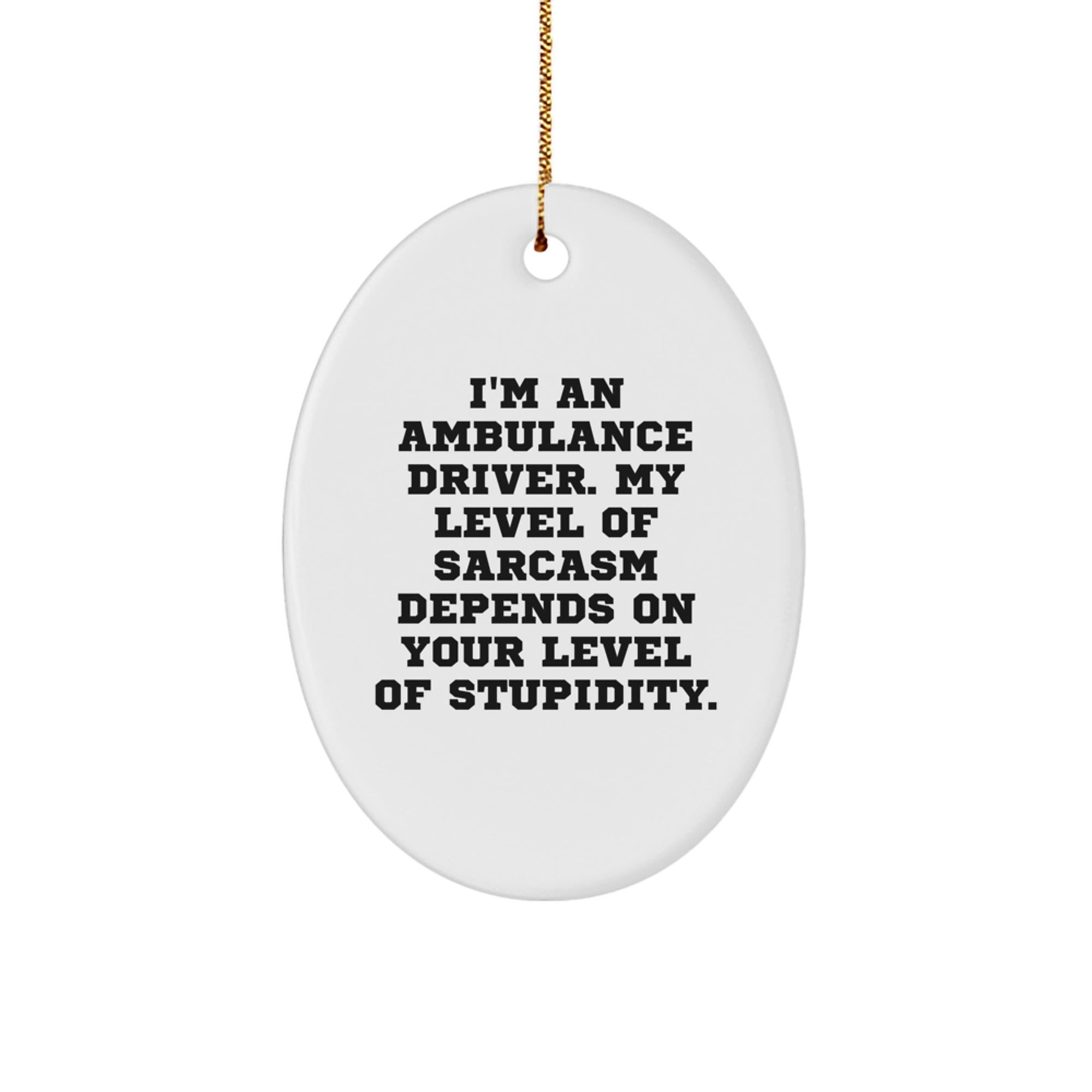 Ambulance Driver Sarcasm Oval Ornament, Funny Gifts from Friends to Ambulance Driver, Unique Christmas Unique Gifts for Ambulance Driver - Image 1