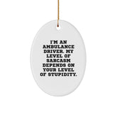 Ambulance Driver Sarcasm Oval Ornament, Funny Gifts from Friends to Ambulance Driver, Unique Christmas Unique Gifts for Ambulance Driver - Image 1
