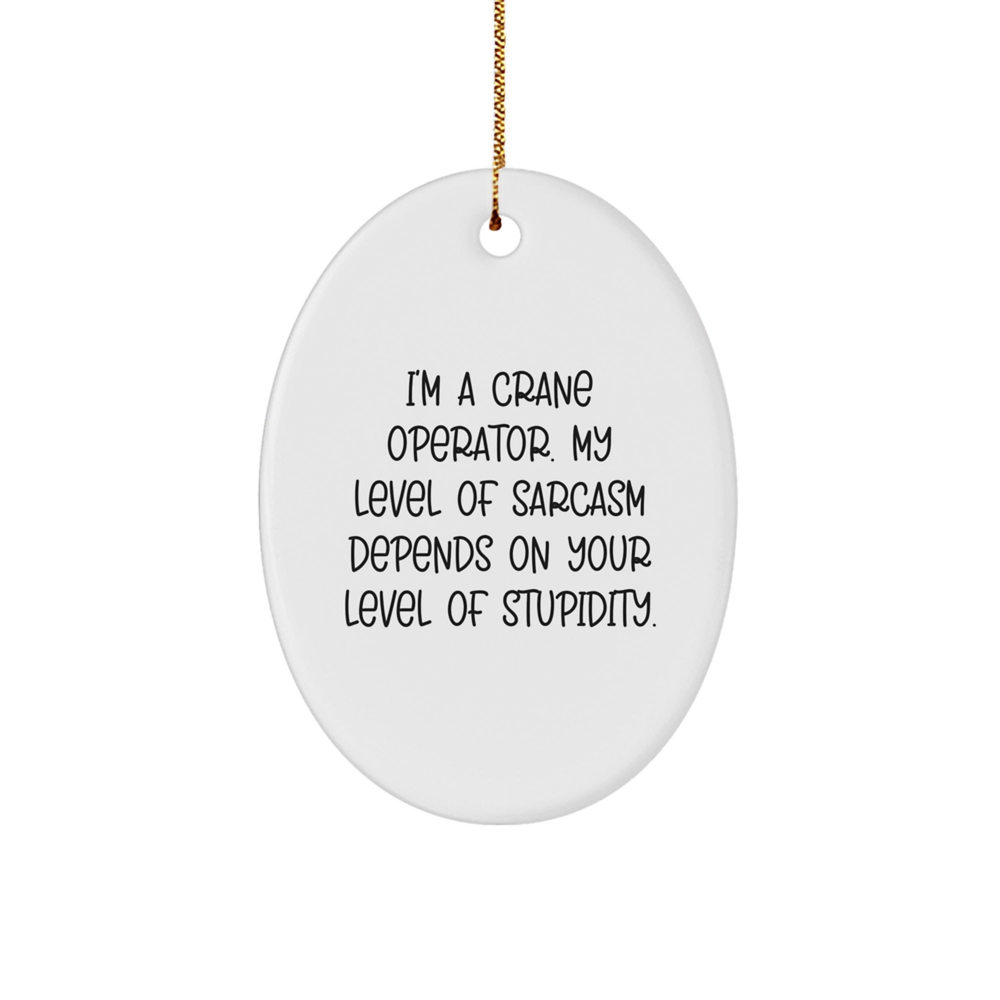 Funny Crane Operator Gifts from Friends and Family - 'I'm A Crane Operator' Oval Ornament for Christmas - Image 1