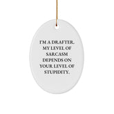 Drafter Sarcasm Oval Ornament, Funny Quote Gifts for Men, Women, Coworkers, Family, Christmas Unique Finds - Image 1