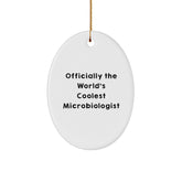 Funny Microbiologist Christmas Unique Gifts for Microbiologists, 'Officially The World's Coolest Microbiologist' Oval Ornament from Friends - Image 1