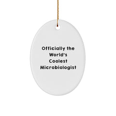 Funny Microbiologist Christmas Unique Gifts for Microbiologists, 'Officially The World's Coolest Microbiologist' Oval Ornament from Friends - Image 1
