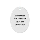 Unique Musician Gifts for Him from 'Officially The World's Coolest Musician' Oval Ornament, Christmas Decorations for Music Lovers - Image 1