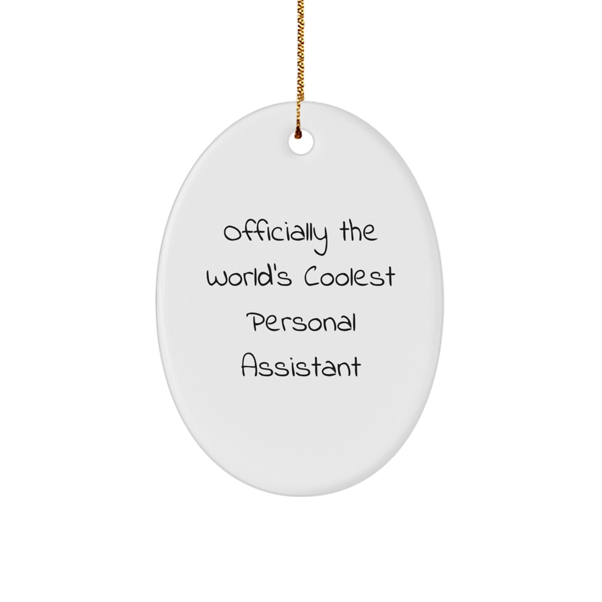 Funny Personal Assistant Gifts from Family for Christmas - Oval Ornament 'Officially The World's Coolest' - Image 1