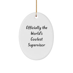 Officially The World's Coolest Supervisor Christmas Oval Ornament Gifts for Men from Friends - Image 1