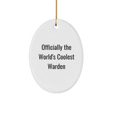 Funny Warden Gifts for Men, Unique Oval Ornament for Christmas Unique Gifts from Friends - Image 1