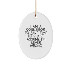 Counselor Gifts from Friends, Funny Oval Ornament for Counselor's Office, Christmas Unique Gifts - Image 1