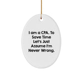 CPA Gifts from Men, Funny Quote Oval Ornament for CPA, Christmas Unique Gifts - Image 1