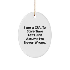 CPA Gifts from Men, Funny Quote Oval Ornament for CPA, Christmas Unique Gifts - Image 1