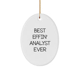 Funny Analyst Gifts for Men or Women - Best Effin' Analyst Ever Oval Ornament, Christmas Unique Gifts from Friends to Family - Image 1