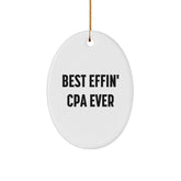 Funny CPA Gifts, Best Effin' Cpa Ever Oval Ornament, White, 3.25'' Tall, Christmas Unique Gifts from Friends, Family, or Coworkers - Image 1