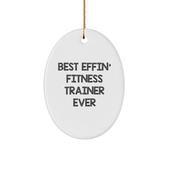 Funny Fitness Trainer Oval Ornament Gifts for Men, Women, Friends, Coworkers, Family - Best Effin' Fitness Trainer Ever - Image 1