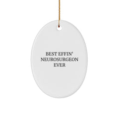 Funny Neurosurgeon Gifts from Friends - Best Effin' Neurosurgeon Ever Oval Ornament for Christmas - Image 1