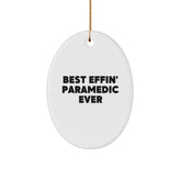 Funny Rescue Worker Gifts from Men to Best Effin' Rescue Worker Ever Lovers - Christmas Oval Ornament for Women and Family - Image 1