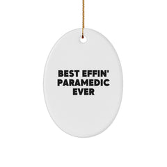Funny Rescue Worker Gifts from Men to Best Effin' Rescue Worker Ever Lovers - Christmas Oval Ornament for Women and Family - Image 1