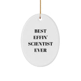 Gifts from Friends, Family, or Coworkers - Best Effin' Scientist Ever Oval Ornament, Scientist Gifts for Christmas - Image 1