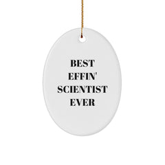 Gifts from Friends, Family, or Coworkers - Best Effin' Scientist Ever Oval Ornament, Scientist Gifts for Christmas - Image 1
