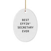 Funny Secretary Gifts Best Effin' Secretary Ever Oval Ornament for Christmas - Image 1