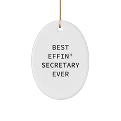 Funny Secretary Gifts Best Effin' Secretary Ever Oval Ornament for Christmas - Image 1