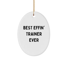 Funny Trainer Gifts from Friends for Men Oval Ornament Best Effin' Trainer Ever - Image 1