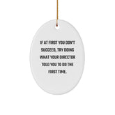 Funny Director Oval Ornament Gifts from Friends for Men, Oval Shaped Christmas Unique Gifts - Image 1
